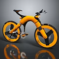Yellow Modern Bicycle With Streamlined Frame Black Rims And Wide Off Road Tires