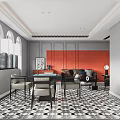 Jianou Chess and Cards Room National Tide Chess and Cards Room Mahjong Room Mahjong Table Combination Mahjong Hall Entertainment Space Sofa Coffee Table Background Wall 3d model