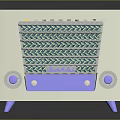 Vintage Style Headphone Speaker With Retro Grille Design And Purple Knob Accents