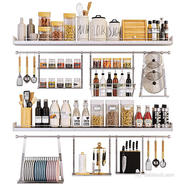 Modern Bathroom Cabinet Rack With Multiple Tiers For Storing Toiletries And Bottles 3d model 