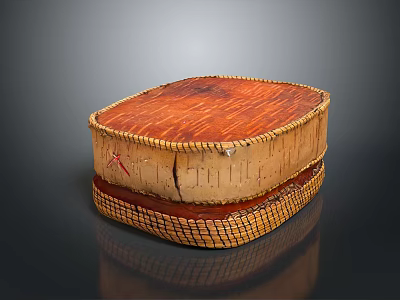 Natural Coffee Table With Birch Bark Surface And Woven Edge Design 3d model