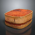 Natural Coffee Table With Birch Bark Surface And Woven Edge Design 3d model