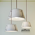 Three Textured Fabric Pendant Lights in Neutral Tone by Poliform Modern Design