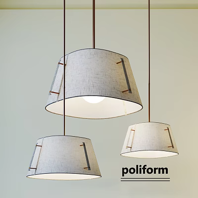 Three Textured Fabric Pendant Lights in Neutral Tone by Poliform Modern Design 3d model