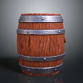 Rustic Wooden Barrel With Metal Hoops And Textured Wood Staves