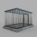 Metal Detention Cage With Steel Bars Stone Base And Lockable Door