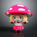 Cute Game Movie Character With Pink Mushroom Hat White Spots Blonde Hair And Red Shoes