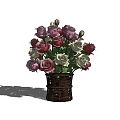 Beautiful Wicker Basket Vase With Pink And White Roses Floral Arrangement