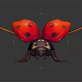 Vibrant Red Ladybug With Black Spots And Spread Wings In 3D Render 3d model