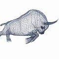 Modern Dynamic Bull Wireframe Grid Structure Landscape Sculpture With Running Pose 3d model