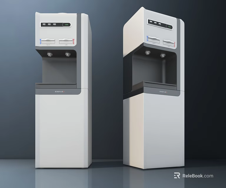 Modern Household Appliances Two Standing Water Dispensers With White And Gray Sleek Design 3d model 