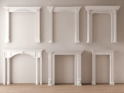 White Decorative Door Arches With Various Ornate Designs For Interior Spaces 3d model