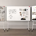 Standing Whiteboards With Design Sketches Charts Photos Texts In Office