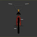 Red Bicycle With Yellow Graphics Black Seat And Yellow Spoke Wheels On Gray Background