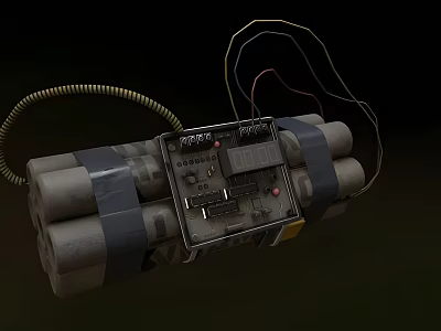 Tactical Military Bomb Featuring Bundled Explosive Cylinders Control Panel Electronic Components And Wires 3d model