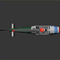 Green And White Helicopter Model With Red Accents Rotor And Cockpit Design
