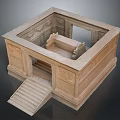 Enclosed Ancient Stone Structure Featuring Carved Walls Stone Steps And Inner Platform 3d model