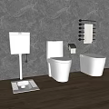 Different Types of Modern Toilet Designs in Contemporary Bathroom with Wooden Floor and Gray Walls