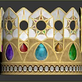 Elegant Golden Crown Headwear With Colorful Gemstones Small Crystals And Decorative Patterns
