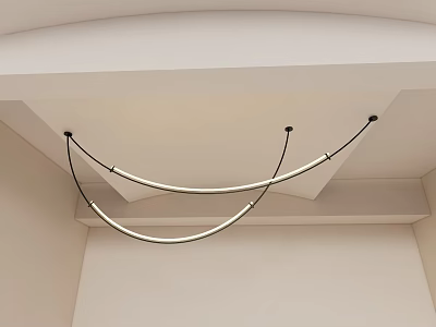Modern Curved Chandelier With Double Arcs Metal Frame For Ceiling Lighting Design 3d model