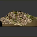 Natural Scenic Rocky Terrain With Lush Green Vegetation And Earthy Colors