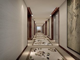 New Chinese Aisle Hotel Room Aisle 3d model