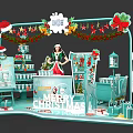 Christmas Photo Check-in Spot With Santa Hat Wreath Gifts And Cake Tower