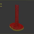 Wooden And Stone Decorative Pillar With Round Base And Greenery Accents