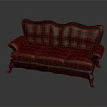 Classic Vintage Sofa Featuring Red Tufted Upholstery Carved Wooden Frame And Ornate Legs