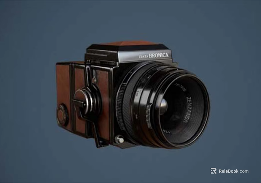 Vintage Bronica Medium Format Camera With Wooden Body And Large Lens 3d model 