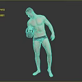 Shirtless Muscular Man In Dark Underwear Holding Dumbbell Exercising Gray Background Fitness Pose