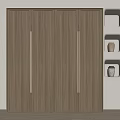Modern Minimalist Wooden Wardrobe With Four Door Design And Metal Handles