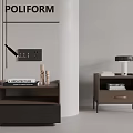 Poliform Modern Bedside Tables With Lamp Books And Decorative Items 3d model