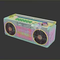 Retro Pink White Computer Speaker With Black Speakers Cherry Blossom Design Top Buttons And Reflection