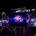 Dance Hall Stage With Purple Lighting Music Festival Party Atmosphere And Sound System