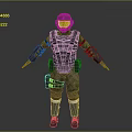 Sci Fi Armored Character In Gray Armor Suit With Orange Visor And Gear
