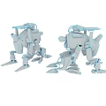 Futuristic Mechanical Battle Weapons With Robotic Legs Metallic Structure And Red Accents