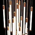 Elegant Modern Chandelier Featuring Slim Gold Metal Tubes And Stylish Hanging Design