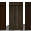 Elegant Dark Brown Wooden Parent Child Doors With Three Distinct Design Patterns
