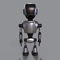 Game Movie Robot Character With Silver Metallic Body Round Glowing Eyes And Mechanical Joints