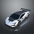 White Sports Car with Black Roof and Rear Spoiler Sleek Aerodynamic Design on Gray Background