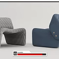 Modern Stylish Single Sofa With Brown Beige Blue And Houndstooth Pattern Design 3d model