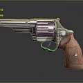 Modern Revolver With Silver Metal Cylinder And Brown Wooden Grip Design