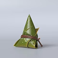 Traditional Chinese Zongzi Wrapped In Green Bamboo Leaves With Triangular Shape And Decorative String