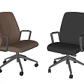 Modern Office Chair With Light Brown And Black Leather Seats Metal Base And Wheels