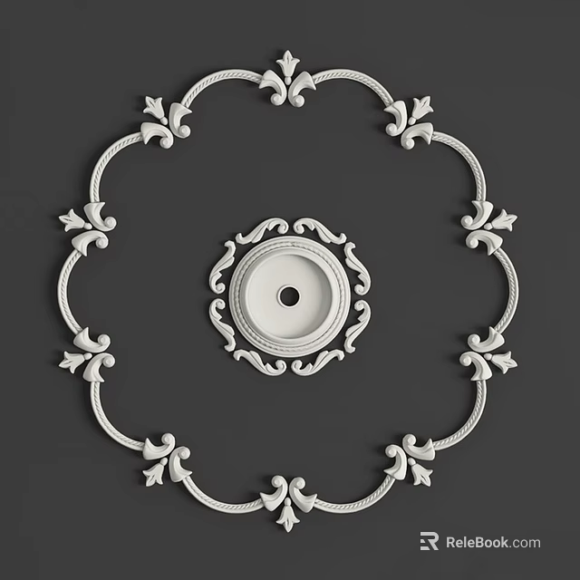 Intricate Plaster Ceiling Carving With Circular Center And Ornate Patterns 3d model