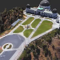 Aerial View of Landscaped Garden With Observatory Building Lawn and Pathways