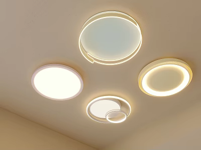 Modern Round Ceiling Lights Design With Four Units For Interior Lighting 3d model
