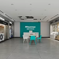 Hisense Home Appliance Store Modern Interior With Display Cabinets And Tables Chairs