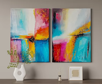 New Chinese Decorative Hanging Painting Gouache Painting Abstract Painting 3d model